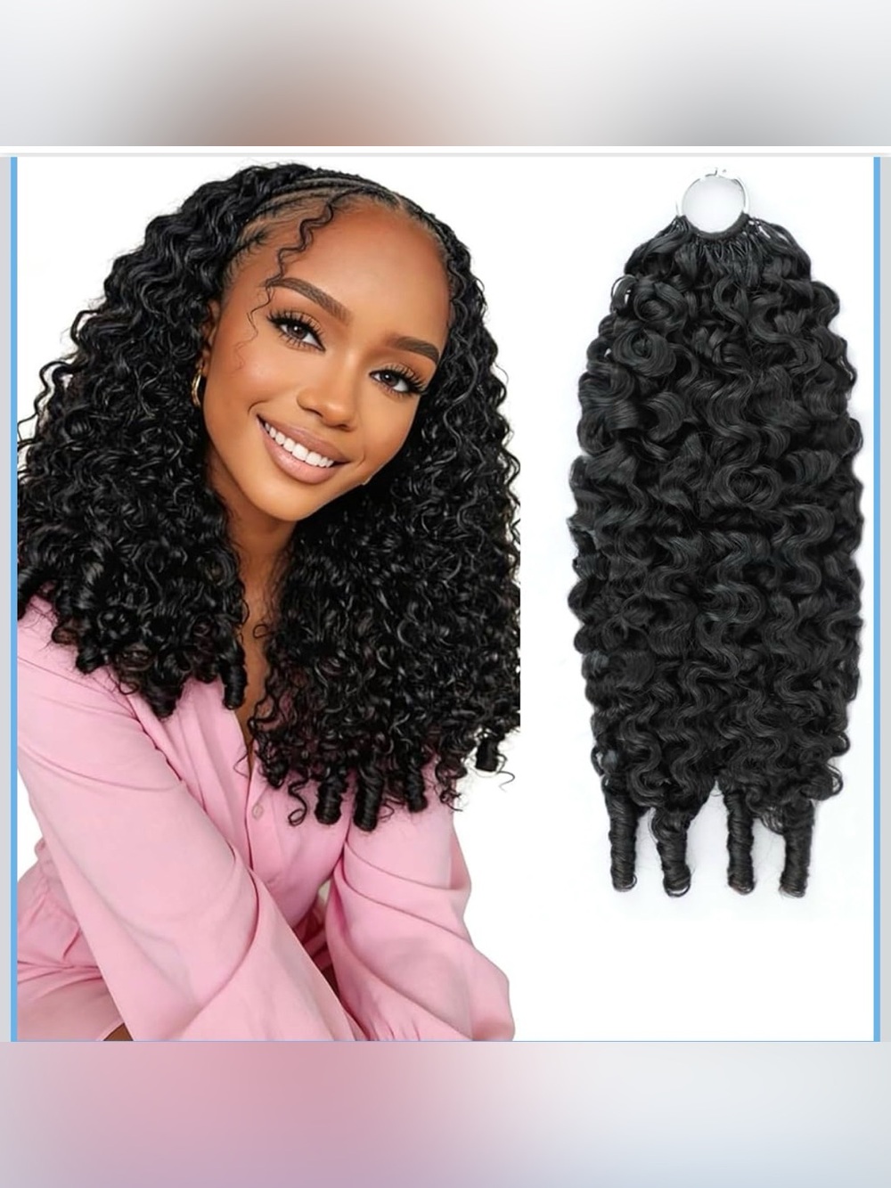 Feather Crochet Human Hair Bermese Curly 16” 55g Miracle Knots Hair Lightweight